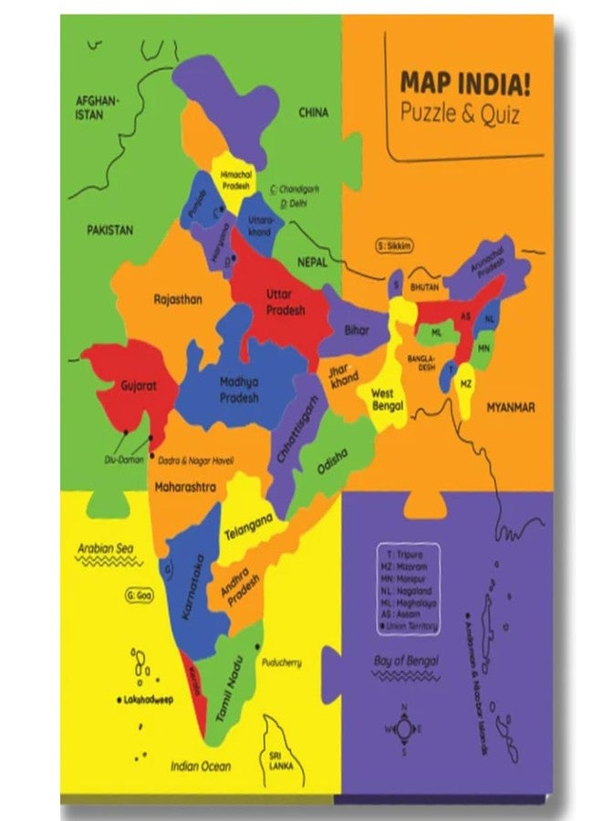 Storio India Map Puzzle, EVA Foam Educational Geography Learning Toy, Ages 4-8, States and Capitals Jigsaw Puzzle